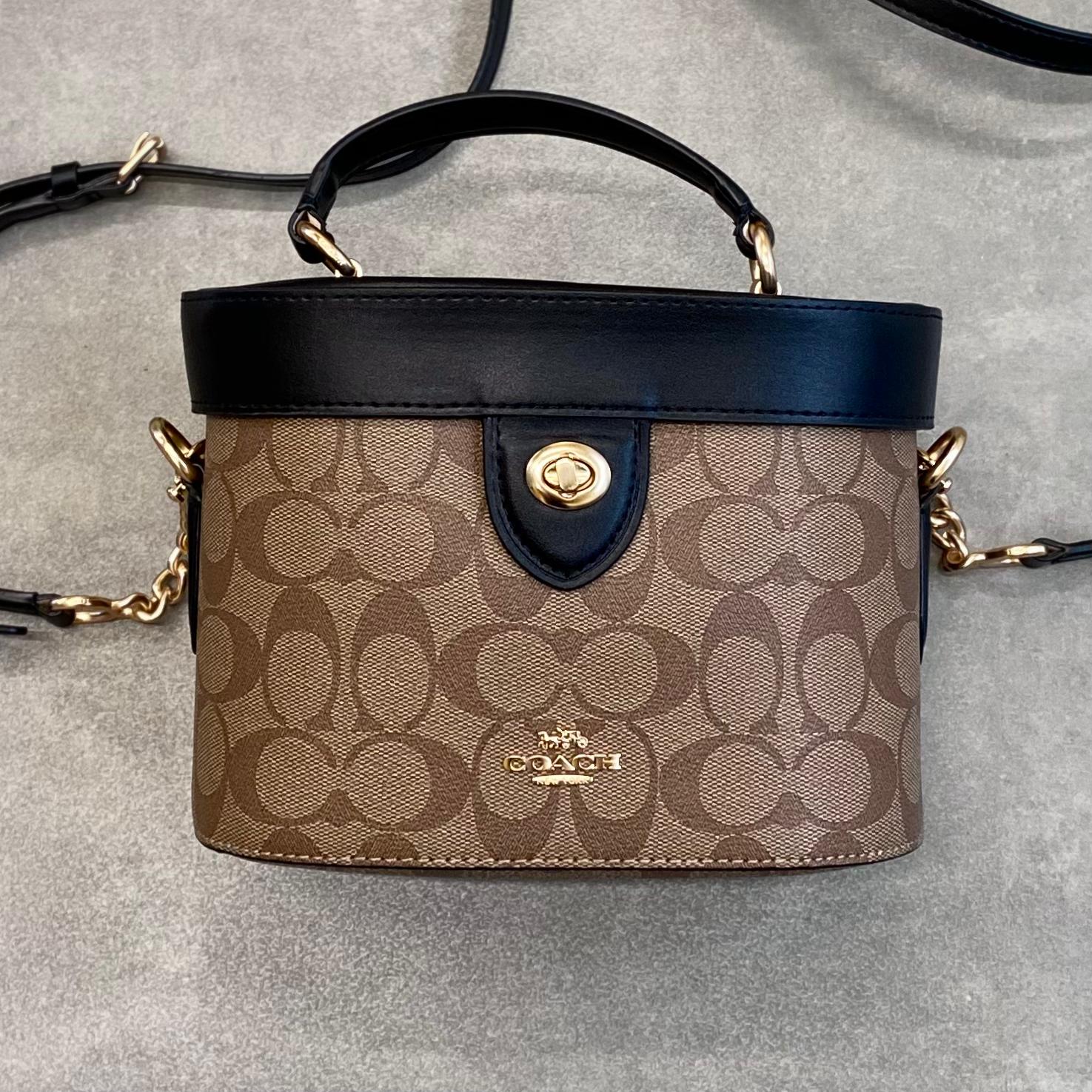 Túi Coach Georgie Gem Crossbody In Colorblock Signature Canvas DS Brown